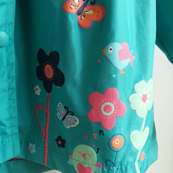2/$25 Easter Blue Floral Raincoat Rain Coat Jacket - Picture 3 of 5